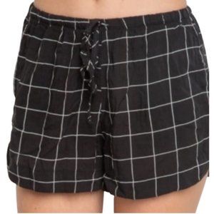 Brandy Melville Black and White Grid / Checker Eve Drawstring Shorts